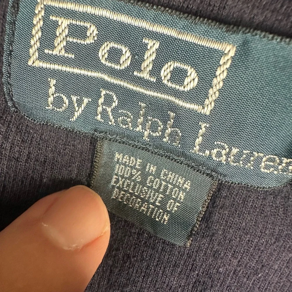 Polo Ralph Lauren Quarter Zip Pullover Mens 3XB Big Navy Blue Cotton Ribbed Logo